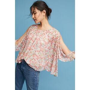 NEW Anthropologie $98 Kiva Open-Shoulder Blouse By Dina Agam Size Small Floral